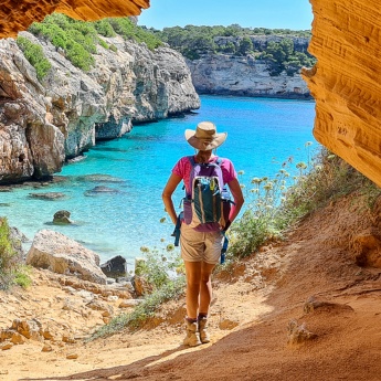 Sand cave in Cala des Moro en Mallorca, Balearic Islands
